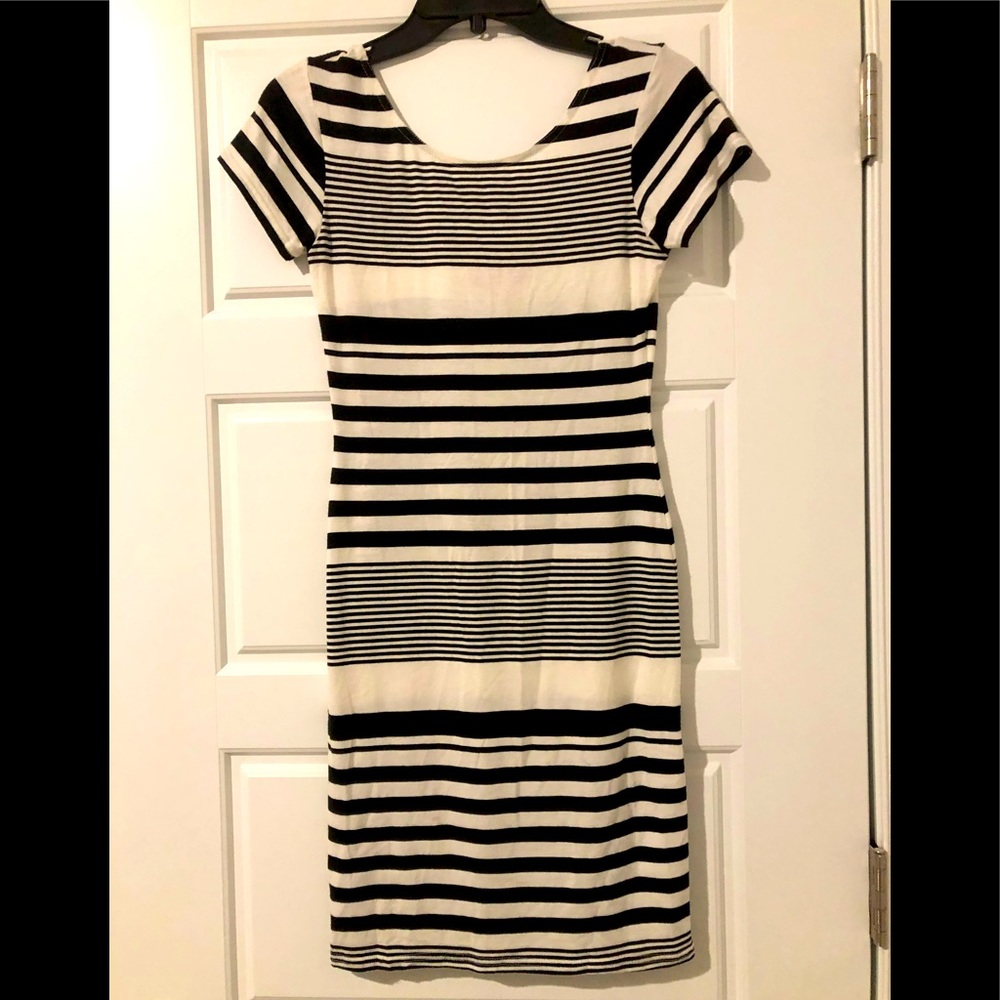 Saks fifth avenue stripped black and white dress